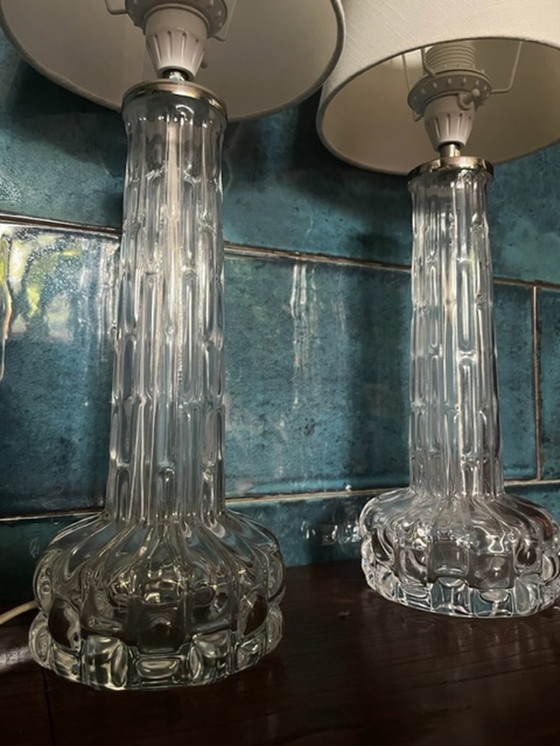 Image 1 of 2x lampes de table en verre Carl Fagerlund Orrefors by