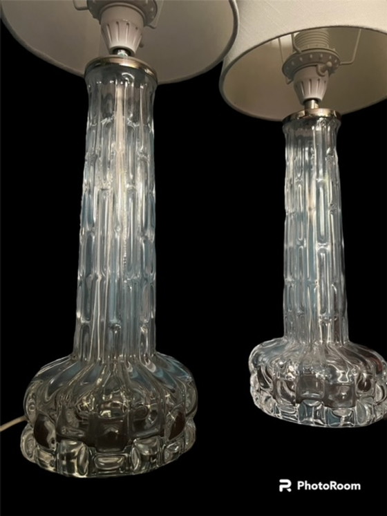 Image 1 of 2x Carl Fagerlund glass table lamps Orrefors by