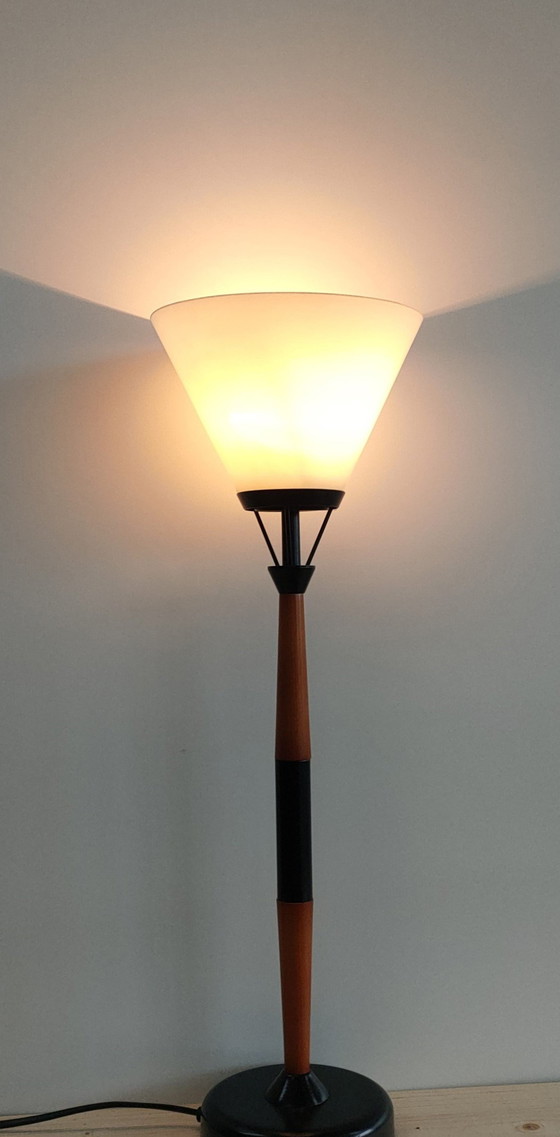Image 1 of Vintage Massive Desk Lamp With Opaline Shade
