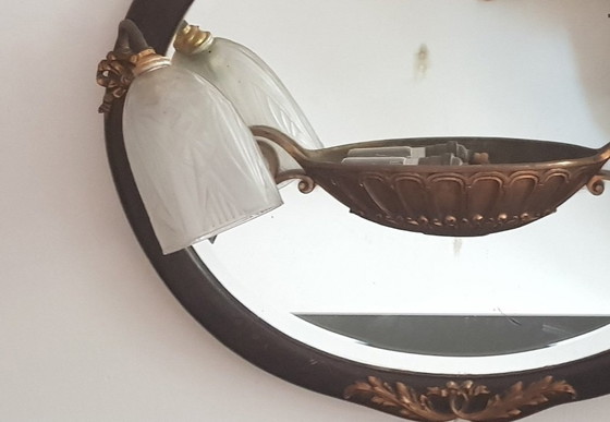 Image 1 of Art Nouveau Wooden Illuminated Mirror