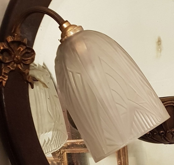 Image 1 of Art Nouveau Wooden Illuminated Mirror