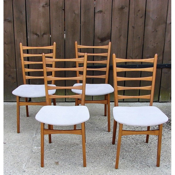 Image 1 of Set of 4 wood and fabric vintage chairs, 1960s