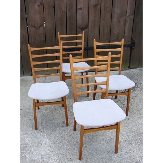 Image 1 of Set of 4 wood and fabric vintage chairs, 1960s