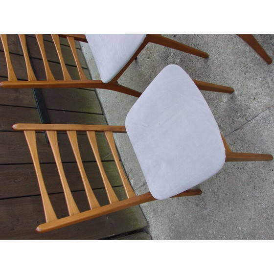 Image 1 of Set of 4 wood and fabric vintage chairs, 1960s