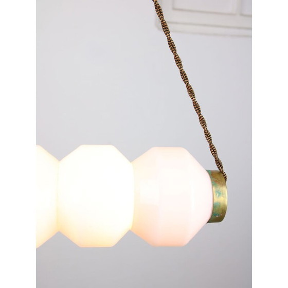 Image 1 of Mid-century opaline and brass pendant lamp