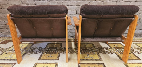 Image 1 of Pair De Fauteuil En Pin vintage 1970