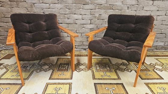 Image 1 of Pair De Fauteuil En Pin vintage 1970