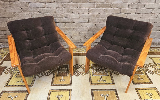 Image 1 of Pair De Fauteuil En Pin vintage 1970