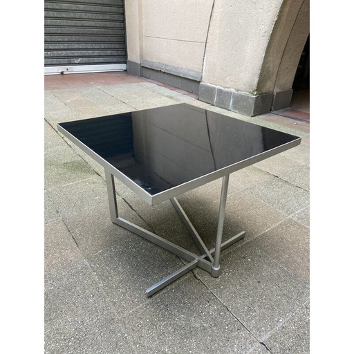 Vintage aluminum and black lacquer coffee table, North American 1960