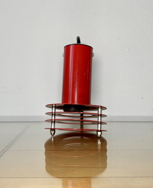 Minimalist Danish Red Pendant Lamp From Abo Randers, Model Fiks, Space Age, Vintage Lamp, 80S, Mid Century, Pop Art