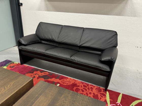 Image 1 of Leolux Bora Beta 3 Seater Sofa Black Leather