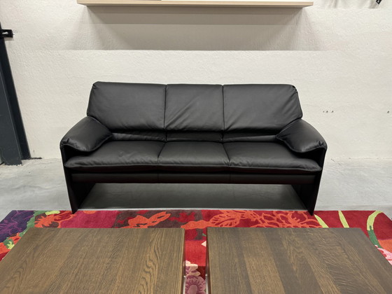 Image 1 of Leolux Bora Beta 3 Seater Sofa Black Leather