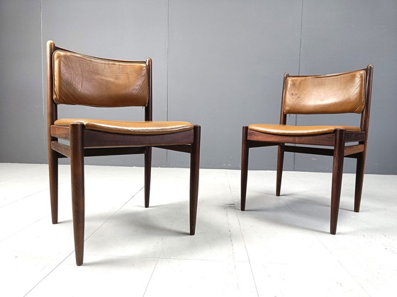 Image 1 of Set Of 6 Brazilian Leather Dining Chairs, 1970S