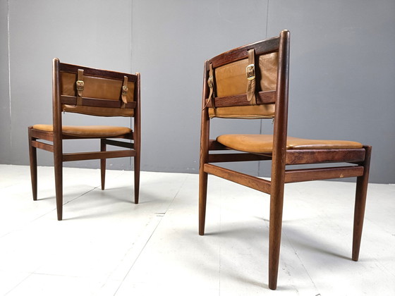 Image 1 of Set Of 6 Brazilian Leather Dining Chairs, 1970S