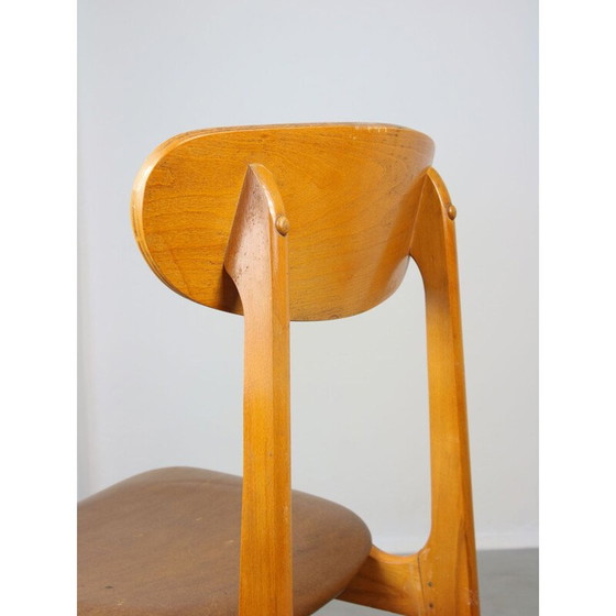 Image 1 of Set of 3 vintage Italian wood and leatherette dining chairs