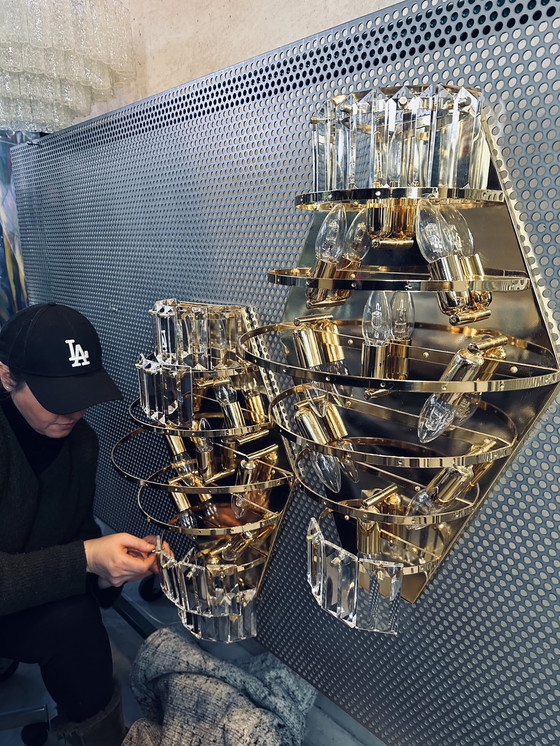 Image 1 of 2x XXL Kinkeldey wall lamps - Hollywood Regency