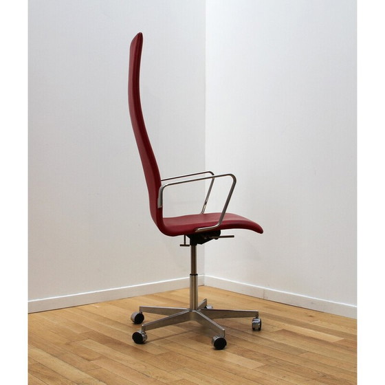 Image 1 of Vintage Oxford office chair in chrome aluminum and leather by Fritz Hansen