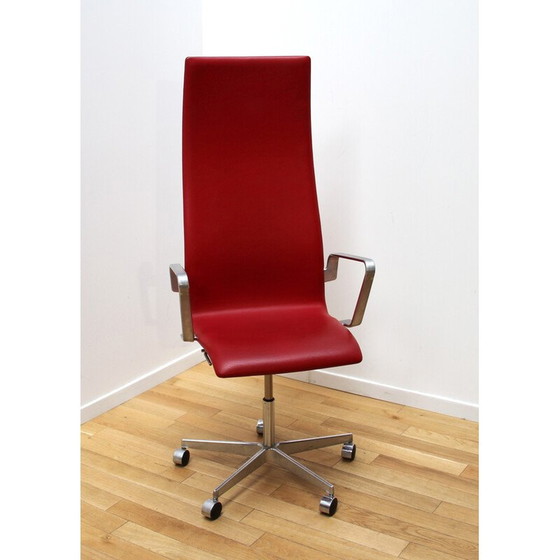 Image 1 of Vintage Oxford office chair in chrome aluminum and leather by Fritz Hansen