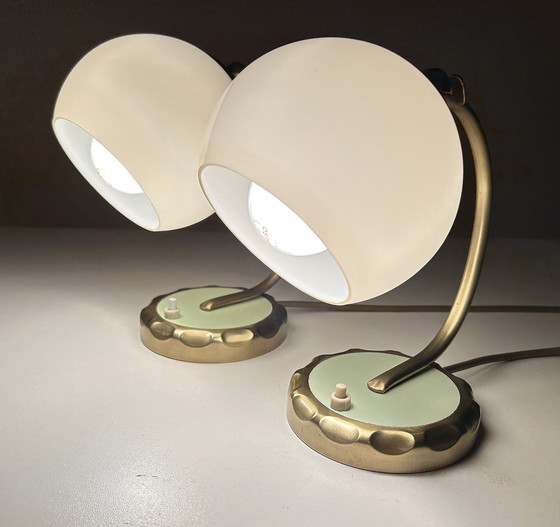 Image 1 of 2X Bauhaus Art Deco Glass Table Lamps