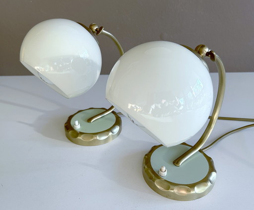 2X Bauhaus Art Deco Glass Table Lamps