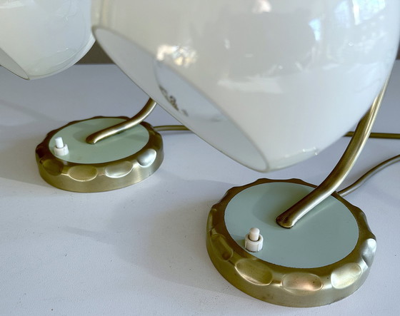 Image 1 of 2X Bauhaus Art Deco Glass Table Lamps