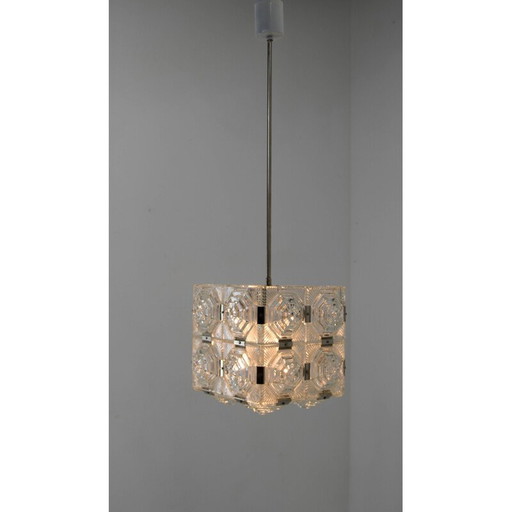 Vintage glass pendant lamp by Kamenicky Senov, 1960