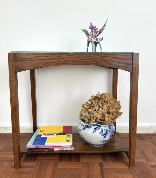 Art Deco side table with English glass