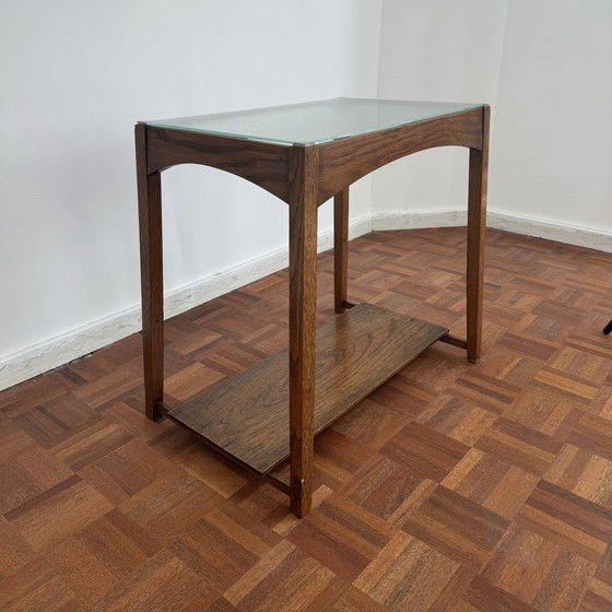 Image 1 of Art Deco side table with English glass