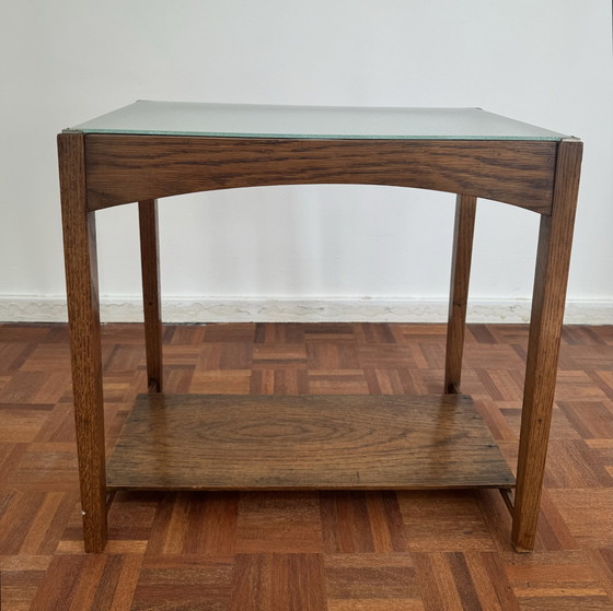 Image 1 of Art Deco side table with English glass