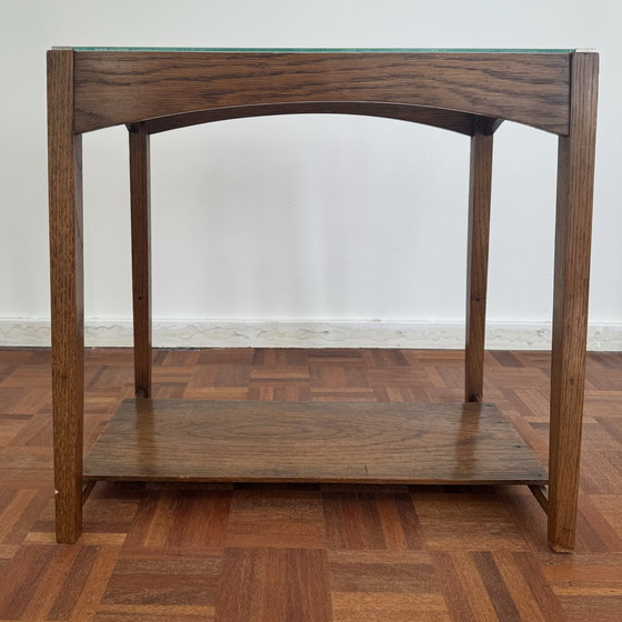 Image 1 of Art Deco side table with English glass