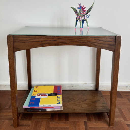 Art Deco side table with English glass