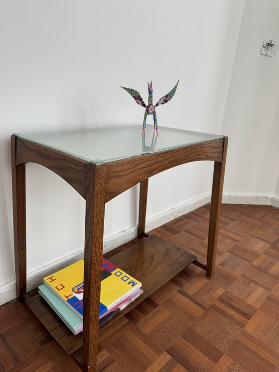 Image 1 of Art Deco side table with English glass