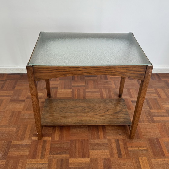 Image 1 of Art Deco side table with English glass