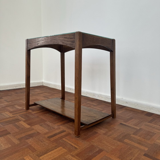 Image 1 of Art Deco side table with English glass