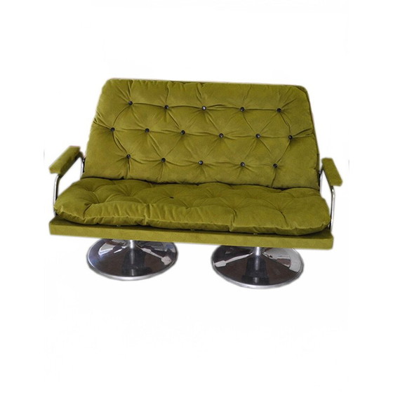 Image 1 of Conjunto de sofá y dos sillones a juego en tela - años 60