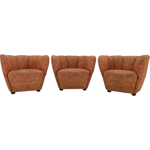 Set of 3 vintage Club armchairs for Up Zavody, Czechoslovakia 1930