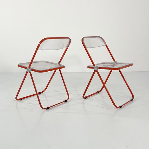 Coral Plia Folding Chair By Giancarlo Piretti For Anonima Castelli, 1960S