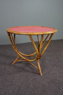 Vintage round rattan coffee table / side table