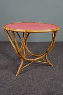 Vintage round rattan coffee table / side table