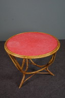 Vintage round rattan coffee table / side table