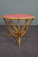 Vintage round rattan coffee table / side table