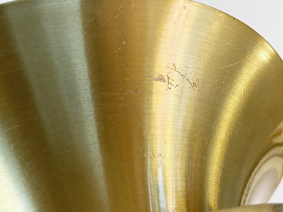 Image 1 of VEB Mettaldrücker Halle Pendant Light In Golden Brushed Aluminum, Denmark 1970S