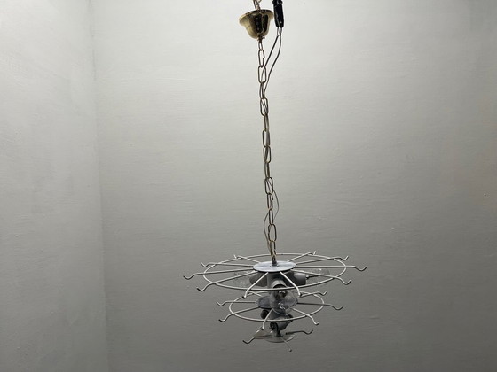 Image 1 of Chandelier with shell-shaped diffusers in pink glass, 1980s