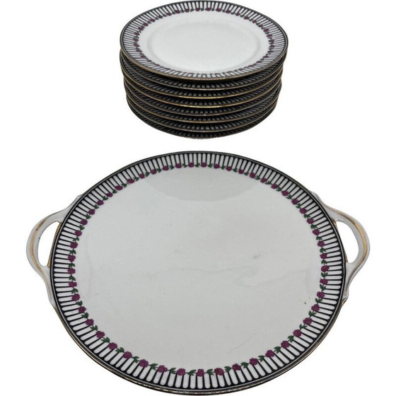 Image 1 of Set of 8 vintage art deco plates with a dish by Chabrol and Poirier, 1920