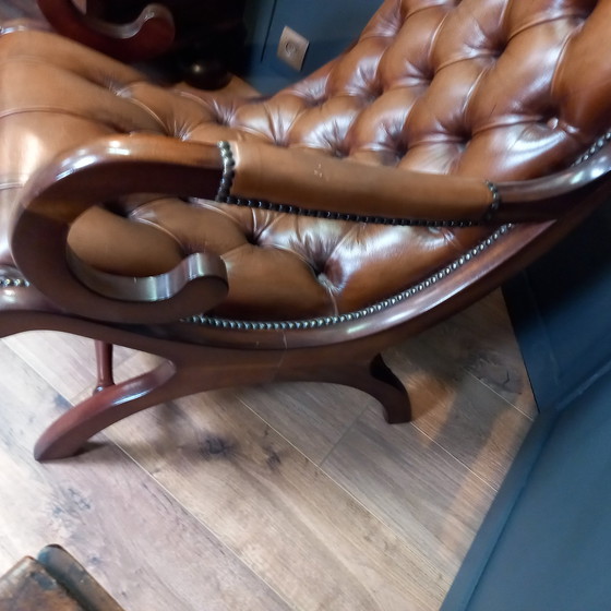 Image 1 of Chesterfield armchair cowhide leather