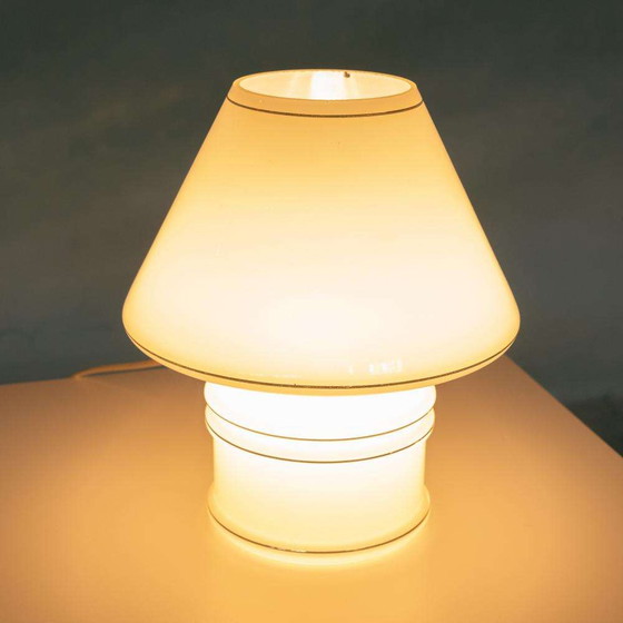 Image 1 of Lampe de table vintage en verre 1970, champignon âge de l'espace