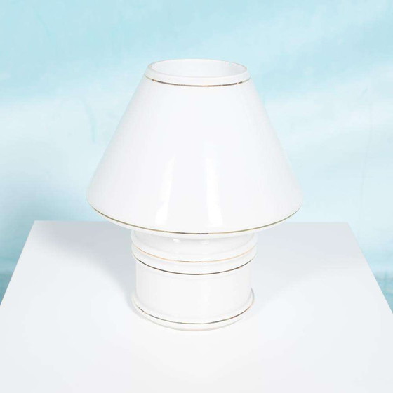 Image 1 of Lampe de table vintage en verre 1970, champignon âge de l'espace