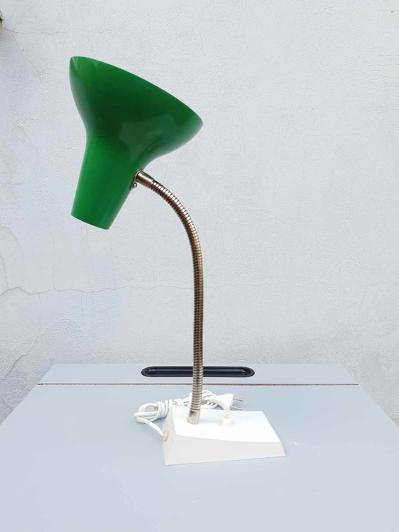 Image 1 of Lampada da tavolo vintage in metallo verde di Sis Germany, anni '70