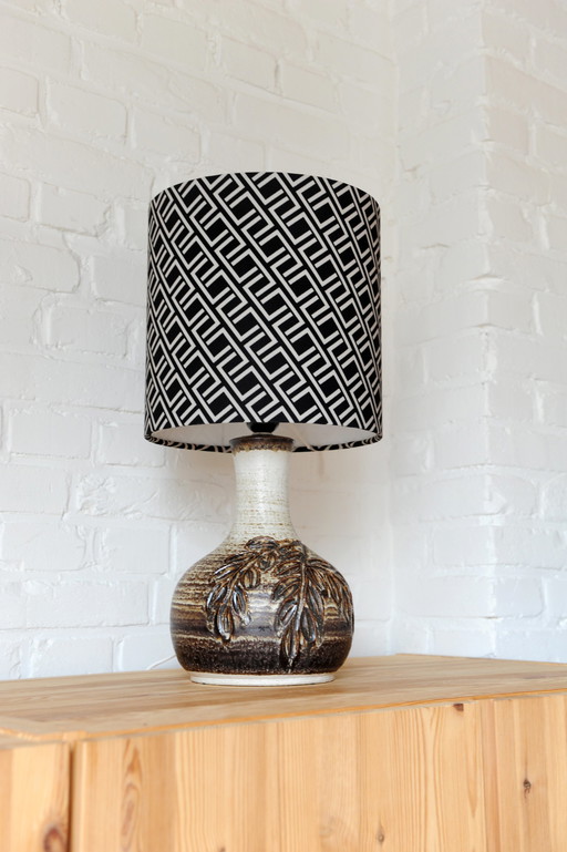 Vintage ceramic lamp base by Axella with new handmade lampshade with graphic print