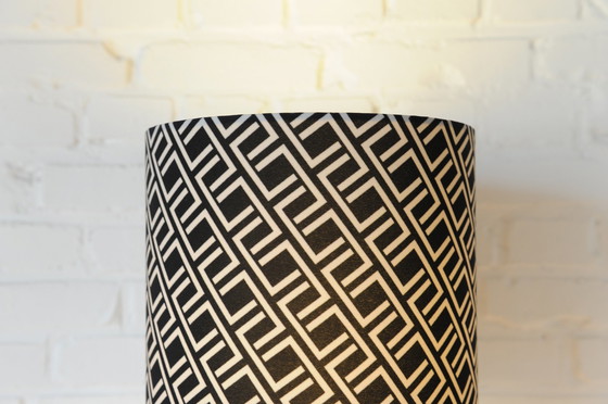 Image 1 of Pied de lampe vintage en céramique d'Axella avec nouvel abat-jour fait main avec impression graphique